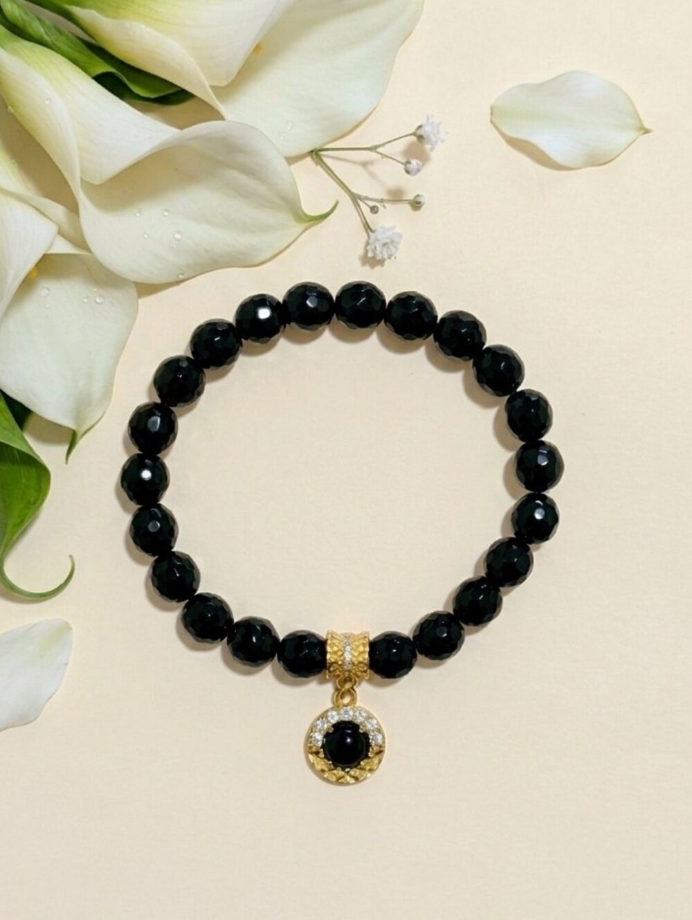 Onyx Bracelet With Onyx Charm
